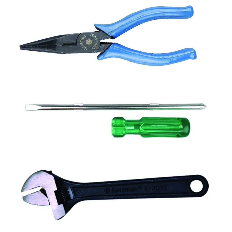 Eastman Long Nose Plier, Adjustable Wrench, Two In One Screw Driver